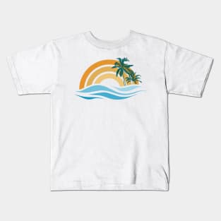 Palms sunset waves Kids T-Shirt